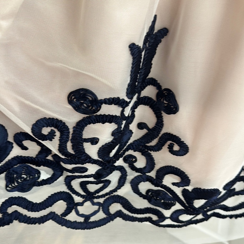 Bonnie Jean Embellished Tiered Blue and Cream Cocktail Dress - Picture 3 of 4